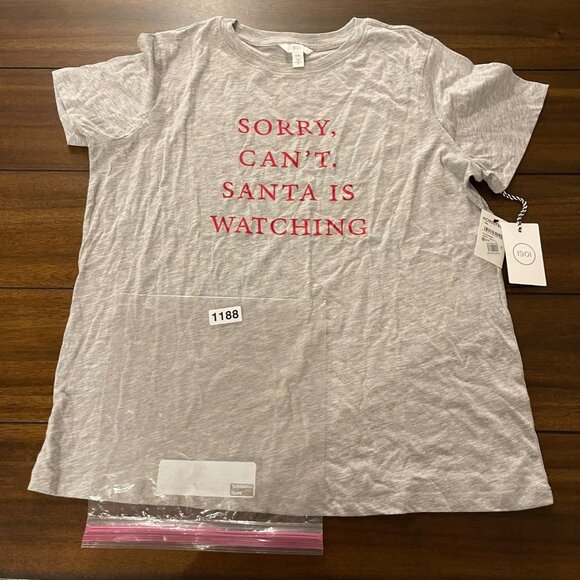 NWT 1901 Women's "Sorry Cant. Santa is Watching" Graphic Tee Size XXL NEW - Picture 12 of 13